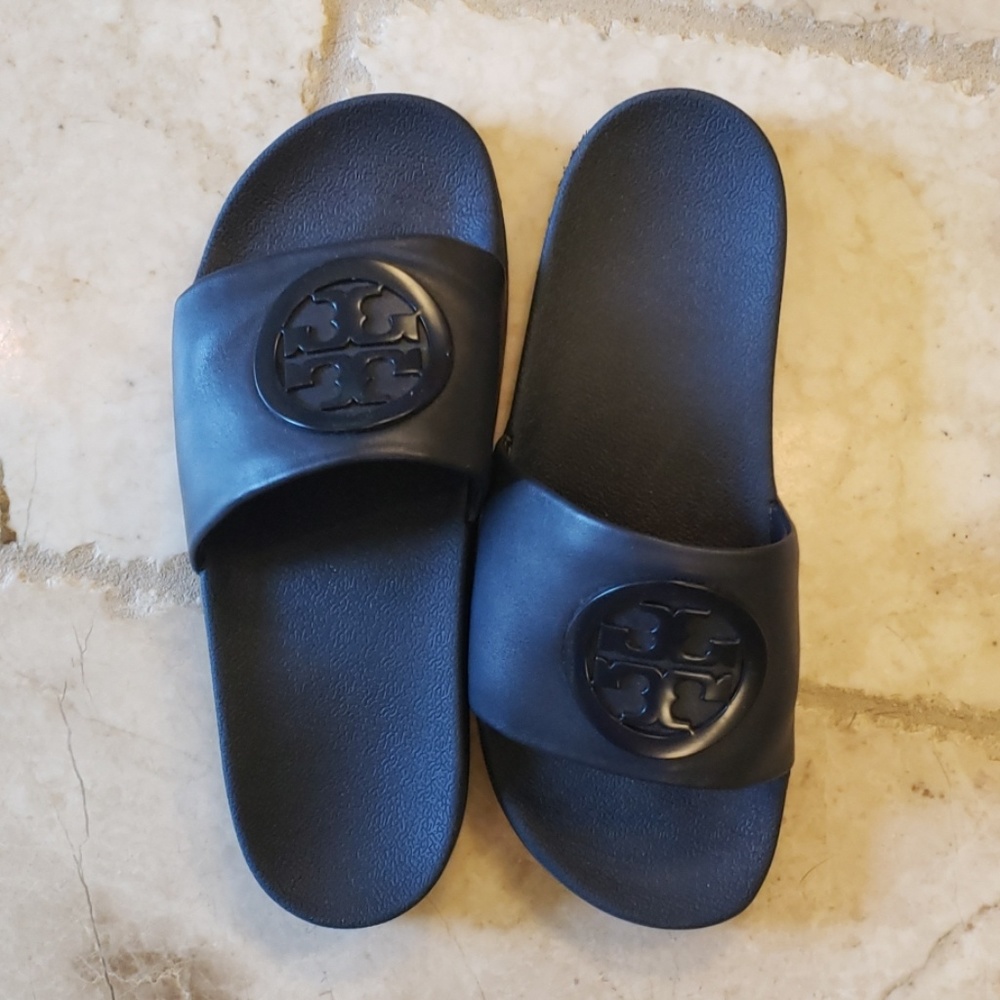Navy Tory Burch slides
